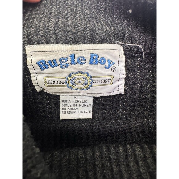 Vintage Bugle Boy Sweater Mens Xl Black Pullover Knit Acrylic 80s Retro Y2K Grun - Picture 4 of 8